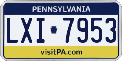 PA license plate LXI7953