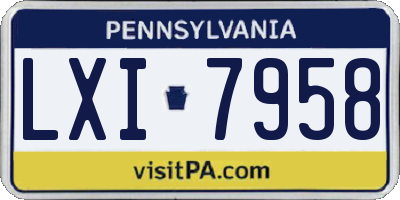 PA license plate LXI7958