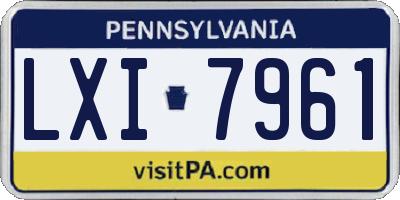 PA license plate LXI7961