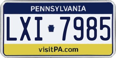 PA license plate LXI7985