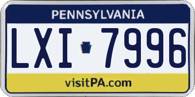 PA license plate LXI7996