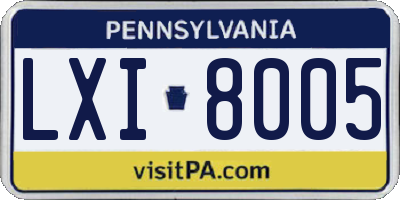 PA license plate LXI8005