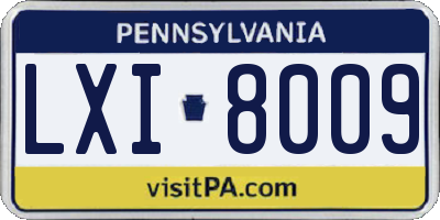 PA license plate LXI8009