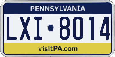 PA license plate LXI8014