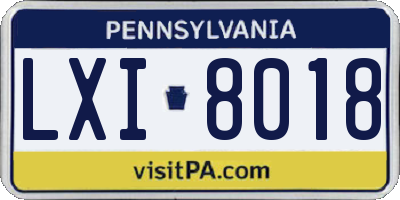 PA license plate LXI8018