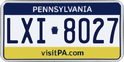 PA license plate LXI8027