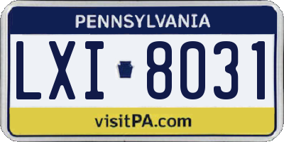 PA license plate LXI8031