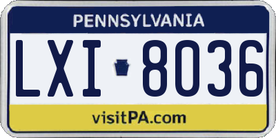PA license plate LXI8036
