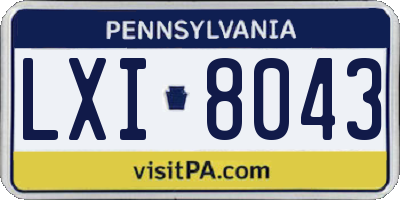 PA license plate LXI8043