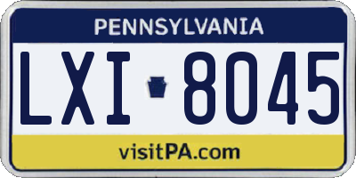 PA license plate LXI8045