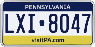 PA license plate LXI8047