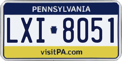 PA license plate LXI8051
