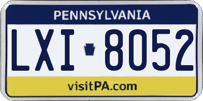 PA license plate LXI8052