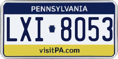 PA license plate LXI8053