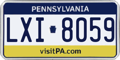 PA license plate LXI8059