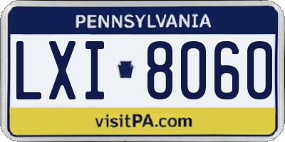 PA license plate LXI8060