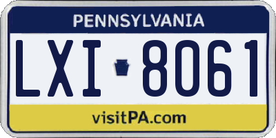 PA license plate LXI8061