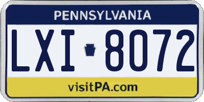 PA license plate LXI8072