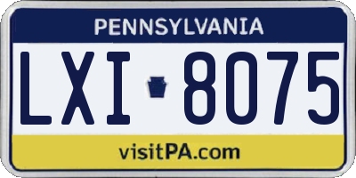 PA license plate LXI8075