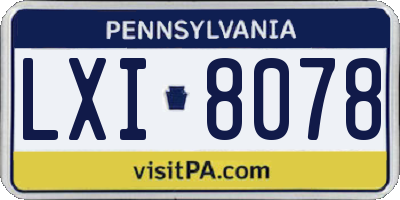 PA license plate LXI8078