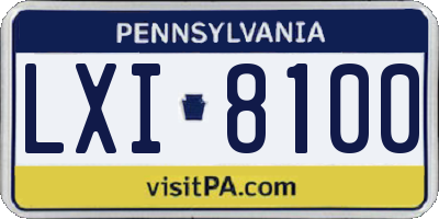 PA license plate LXI8100