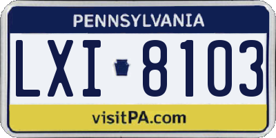 PA license plate LXI8103
