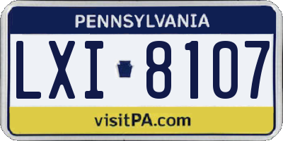 PA license plate LXI8107