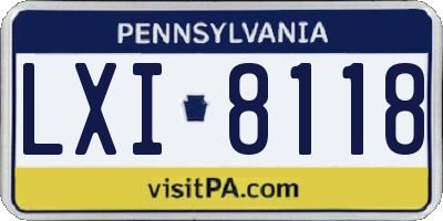 PA license plate LXI8118