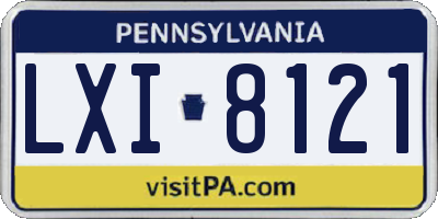 PA license plate LXI8121
