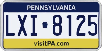 PA license plate LXI8125