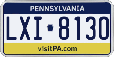 PA license plate LXI8130