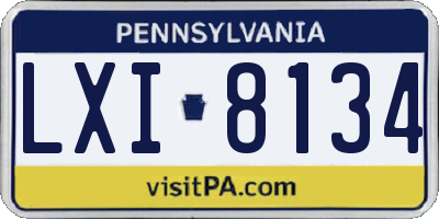 PA license plate LXI8134