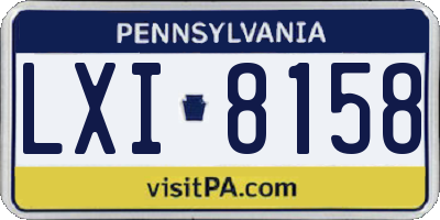 PA license plate LXI8158