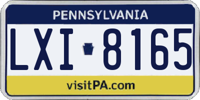 PA license plate LXI8165