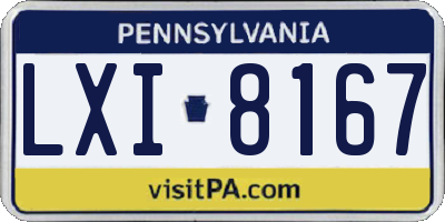 PA license plate LXI8167