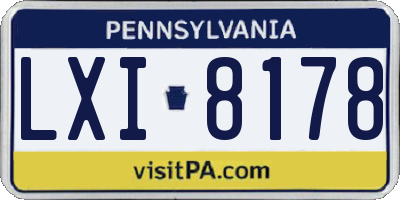 PA license plate LXI8178