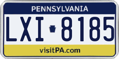PA license plate LXI8185