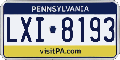 PA license plate LXI8193