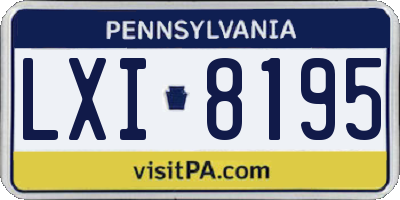 PA license plate LXI8195