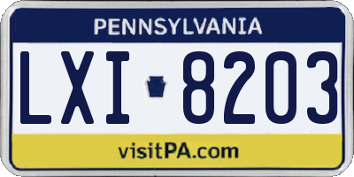 PA license plate LXI8203
