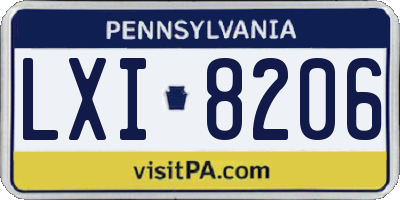 PA license plate LXI8206