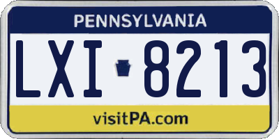 PA license plate LXI8213