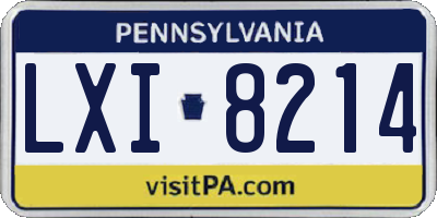 PA license plate LXI8214