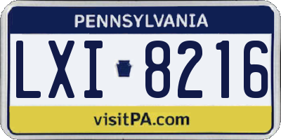 PA license plate LXI8216