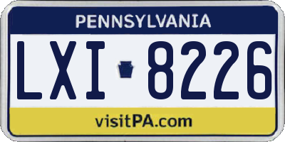PA license plate LXI8226