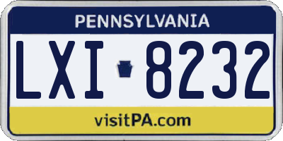 PA license plate LXI8232