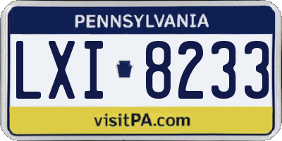 PA license plate LXI8233