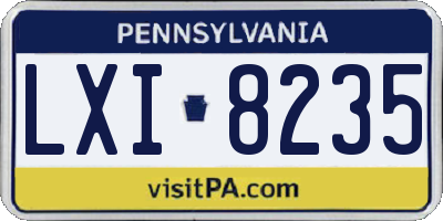 PA license plate LXI8235