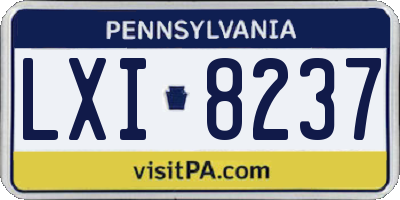 PA license plate LXI8237