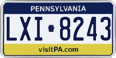 PA license plate LXI8243